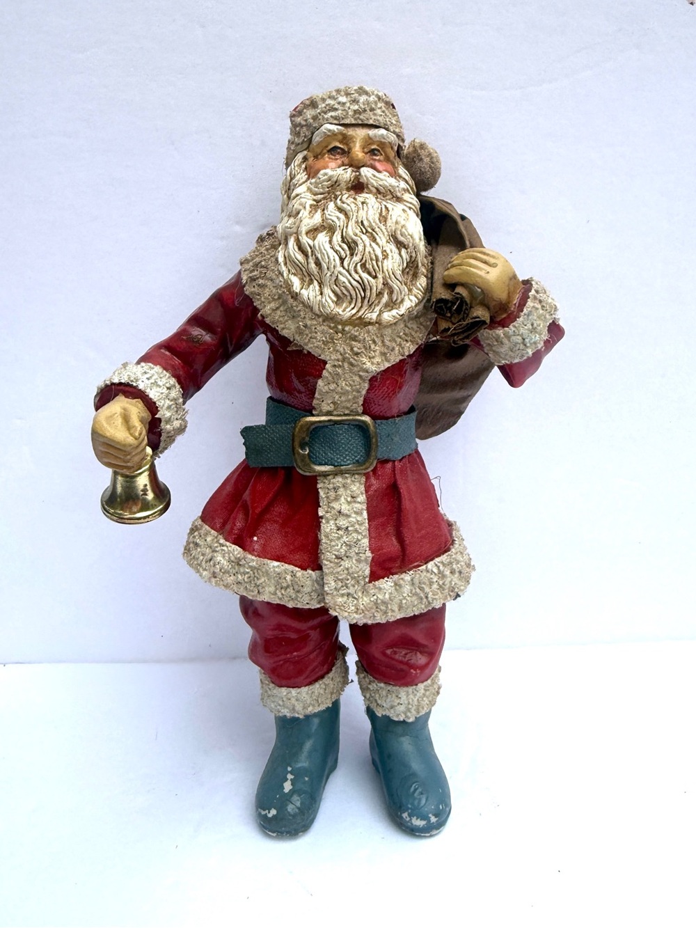 Vtg Possible Dreams Clothtique Santa 1985 With Bell and Sack papier-Mâché